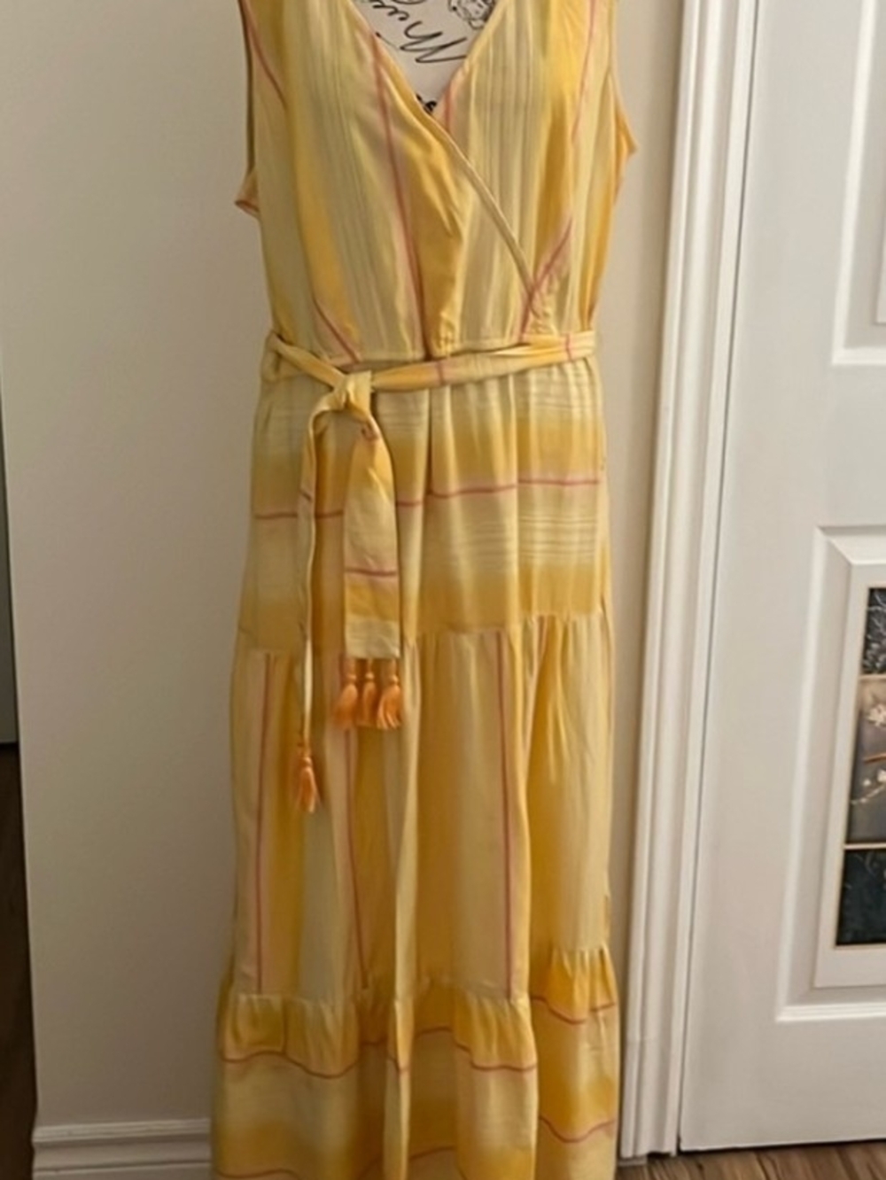 Reposh Yellow Striped Sleeveless Maxi Dress